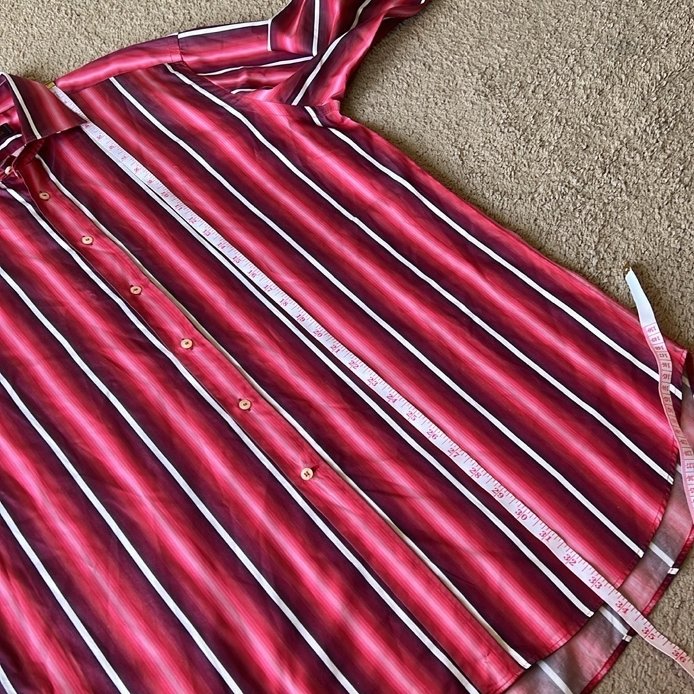 Etro Striped Gradient Button Down Red Pink Long S… - image 6